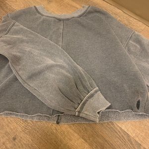 FP movement cropped grey acid wash sweatshirt